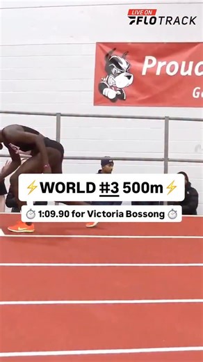 1:09.90 🔥⚡️ @victoriabossong clocks the third fastest 500m in the world this year at BU. ⏱️ #BUTerrierClassic and #CollegeTF coverage presented by @saucony Watch LIVE on FloTrack | FloTrack
