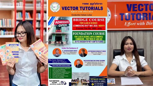 Singjamei 360 on Instagram: "VECTOR TUTORIALS – Effort with Direction 📍 Kwakeithel Akham Leikai FOUNDATION COURSE for Class XI (Science, Arts & Commerce) Starts: 5th June 2025 SCHOLARSHIPS Based on CGPA: ✨ FREE Admission for Top 3 students scoring CGPA 9.5 & Above ✨ 50% Fee Concession for next 3 students with CGPA 9.0 – 9.49 ✨ 30% Fee Concession for 3 students scoring CGPA 8.0 – 8.99 ✨ 30% Fee Concession for the first 10 admitted students (any CGPA) WHY VECTOR TUTORIALS? ✔ Emphasis on Co