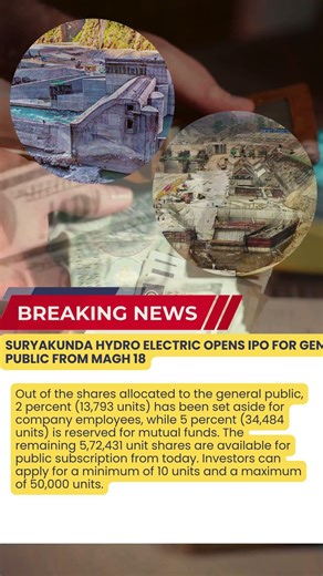Suryakunda Hydro Electric Opens IPO for General Public from Magh 18