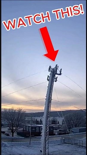 Camera Captures Cell Tower Collapse After Freezing Rain