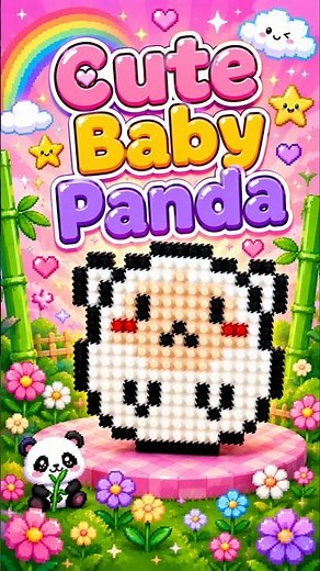 #PixelArt 🐼 Kawaii Baby Panda with #PixBrix