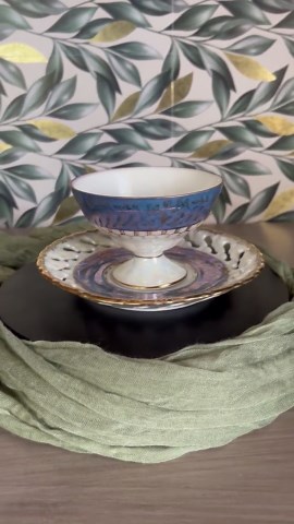 KPM Japan Lusterware Periwinkle Footed Tea Cup and Saucer Luminous - Etsy