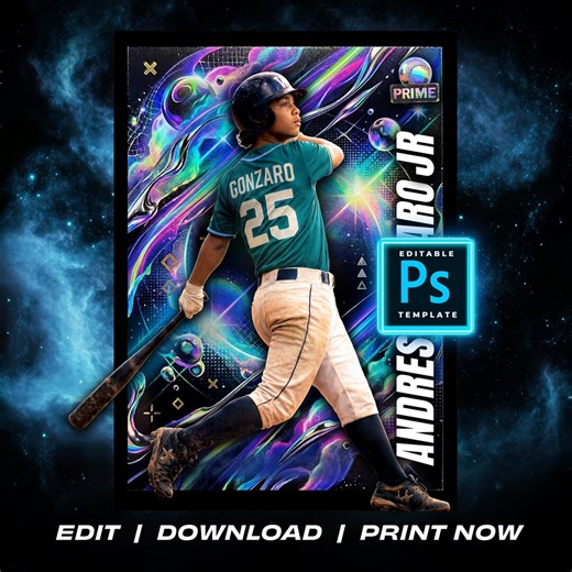 Rookie Baseball Card Custom Template – Editable Photoshop PSD Kids Little League Trading Card Design Player Card - Etsy