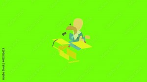 Man speaker icon animation cartoon object on green screen background