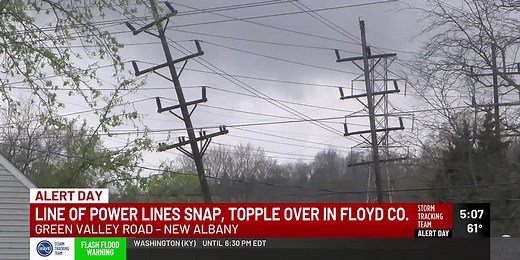 Severe storms snap power lines in Floyd County, Indiana