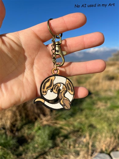 Ball Python Pied Snake Wood Animal Keychain: Gift for Zookeepers, Teacher, Vet Tech, Veterinarians Cute Non AI Animal Art - Etsy