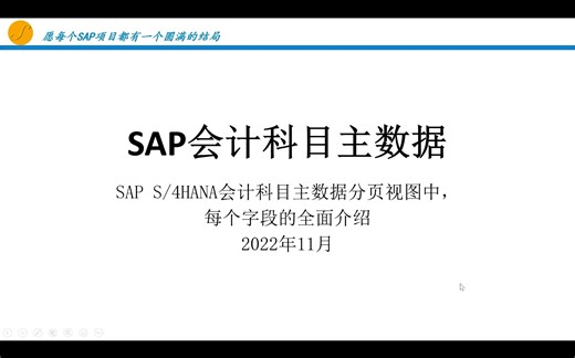 SAP FICO会计科目主数据-科目表相关字段讲解