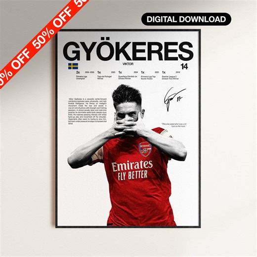 Viktor Gyokeres Poster, Arsenal Wall Print, Football Poster Digital Download, Soccer Wall Print, Sweden Football, Football Soccer Gift - Etsy
