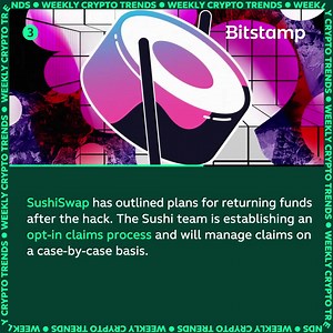 📰 Here's the #CryptoTrends for this week: 1. Ripple partners with Montenegro's Central Bank to develop CBDC pilot 2. Cardano - ADA development lab IOG releases Lace Wallet, its 1st native wallet for the Cardano network 3. SushiSwap outlines plans for returning funds after the hack | Bitstamp