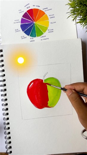 How to Choose Background Colour For Any Object #shorts #art #colourwheel #appledrawing