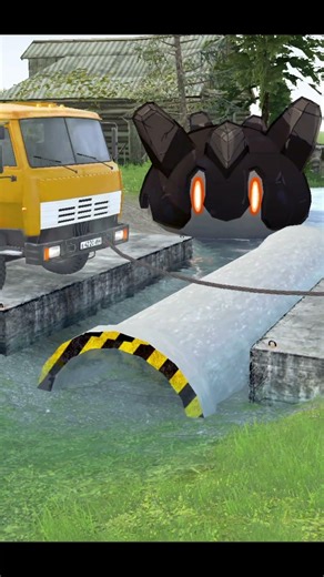 SPINTIRES : MUDRUNNER DEUTZ AGROTRON TRACTOR PULLING FUEL TRUCK CROSSING RIVER #automobile #jcb