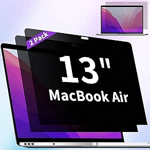 2-Pack Privacy Screen Compatible with MacBook Air 13 Inch (2018, 2019, 2020, 2021, M1), Matte Laptop Privacy Screen Anti Glare Blue Light Filter for Mac 13In