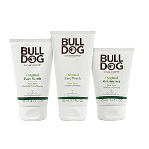 BULLDOG Mens Skincare and Grooming Original Full Face Kit with Moisturizer, Face Wash & Face Scrub