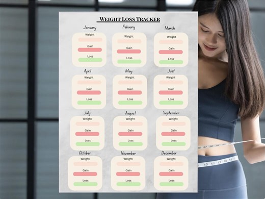 Weight Loss Tracker Printable, Fitness Progress Log, Measurement Chart (PDF Download) - Etsy