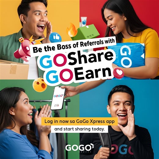 1.3K views · 22 comments | Boss, lahat ng referrals at rewards mo, nasa isang lugar lang — your GoShare GoEarn Dashboard!  Share your link in one tap  Track your total cash rewards  Monitor your referrals’ deliveries  Cash out every 2nd Friday Be the Boss of Referrals with GoShare GoEarn. Log in now sa GoGo Xpress app and start sharing today: https://app.gogoxpress.com/referrals #GoShareGoEarn #BeTheBoss #GoGoXpress | GoGo Xpress | Facebook