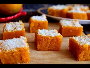 Mango Coconut Burfi I Mango Burfi I Mango Fudge I Quick & easy Mango Dessert