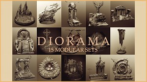 Bernhard van der Horst 3D Artist - Dioramas - 15 modular figurine bases environment kits