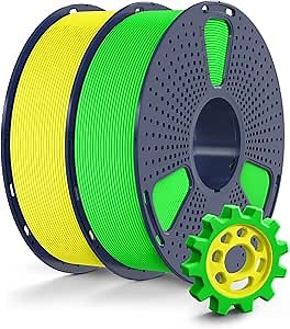 SUNLU High Speed PETG Filament 1.75mm Bundle, Less Stringing PETG 3D Printer Filament, 2kg in Total, 1kg per Spool, 2 Pack, Green+Yellow