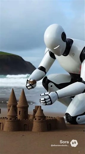 Humanoid Robot Building a Sandcastle in Ireland | by Albanian Robotics