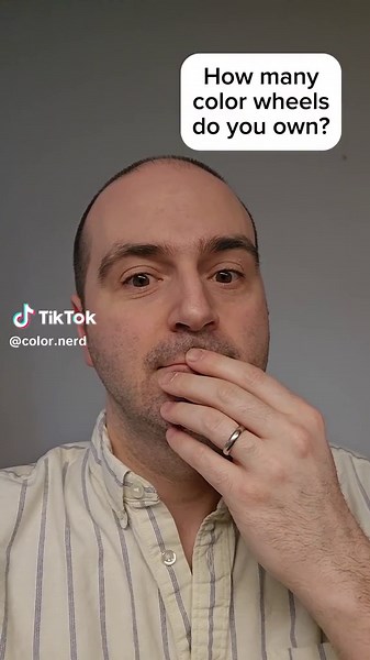 some color wheels from my collection. I'm going to have to go into deep dive on a couple of these, like the fascinating 2019 wheel by Merv Moriarty and Prue Acton. #colortheory #paintmixing #tiktokartschool #colorwheel