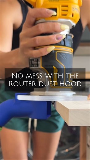 Natalie Park | DIY, Builds & Design on Instagram: "You know I love my mini chamfer edges for my shaker doors and how versatile tool a router can be! But you also prob know that I hate the mess the router makes, which is why this FrictionFit router dust hood from @woodgrainjunkie is so awesome! It attaches right onto their larger router base plate and it fits most dust collection hoses. It goes from spewing sawdust everywhere to significantly reducing the flying sawdust and mess! 🙌🏼👏🏼 It’s su