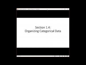 Statistics: Section 1 4, Organizing Categorical Data