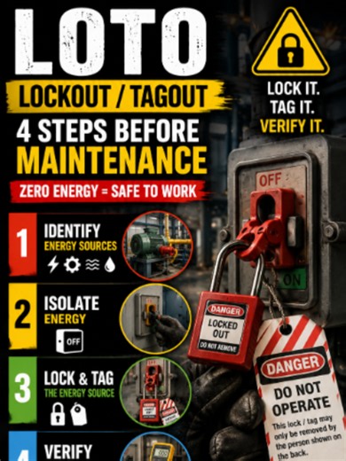 Lockout Tagout (LOTO) Procedure: Identify, Isolate, Lock & Verify