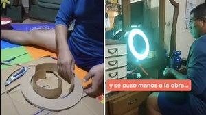 Hombre crea ingenioso aro de luz para que su esposa pueda grabar sus tutoriales de belleza [VIDEO]