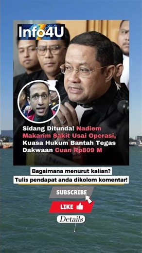 Sidang Ditunda! Nadiem Makarim Sakit Usai Operasi, Kuasa Hukum Bantah Tegas Dakwaan Cuan Rp809 M