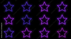 Stars pattern with pulsing neon purple light, motion abstract disco, club and party style background