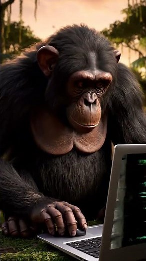 Smart Monkey Uses a Laptop in the Jungle 🌴💻 | Funny AI Adventure!