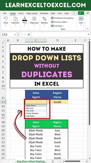 Make Drop Down List Without Duplicates in #Excel #tiktoktaughtme #tutorial #spreadsheet #excelpro #learnexcel #exceltips #exceltricks #office#msexcel