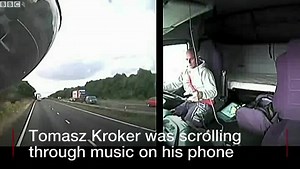 The family of a mother and three children who were killed by a lorry driver who was distracted by his phone have appealed to drivers to stop using their mobiles behind the wheel. The court heard Tomasz Kroker had been so distracted he barely looked at the road for almost a kilometre. The family and Thames Valley Police have released this footage of the crash to highlight the potentially catastrophic consequences of using a mobile phone whilst driving http://bbc.in/2eePNhz | BBC Hampshire & Isle 