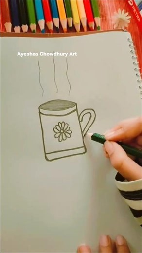 Easy Coffee Mug drawing 🩶 #shorts #coffeemug #drawing #reels #viral
