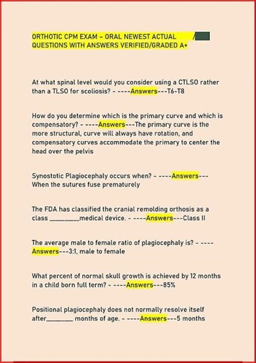 Orthotic Cpm Exam Oral Newest Actual Questions With Answers video