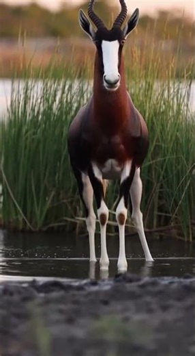 African Rock Python vs Bontebok on the a papyrus-choked backwater lagoon
