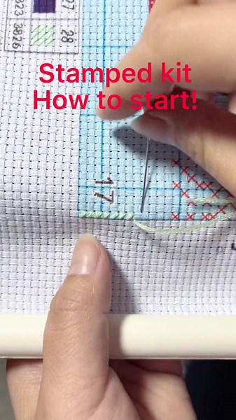 How to start to stitch on stamped kit.#crossstitch #crossstitchlover #embroidery