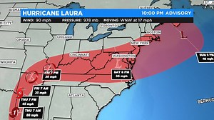 5.7K views · 19 reactions | 10PM Hurricane Laura is stronger tonight. Winds at 90 mph and will be a strong Cat 2 tomorrow AM. Landfall as a major hurricane expected tomorrow evening to early Thursday AM. CBS11 reporter @cbs11JasonAllen and photojournalist Jake Shannon @Mobile11Jake enroute to Galveston area and will have live reports starting at 11AM on CBSDFW | CBS News Texas | Facebook