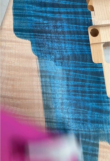 Special Blue Stain Application on Electric Guitars