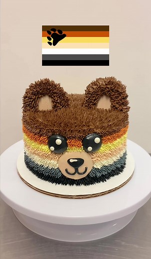 Bear Pride Flag Inspired Cake | LGBTQIA Bear Symbol Decorated Cake