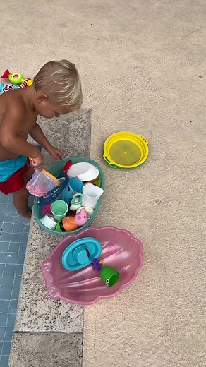 Toddler David is playing while Naomi practicing her swimming skills | David Family