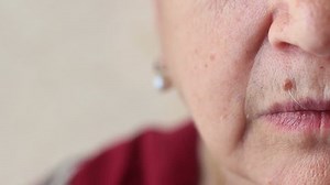 Old woman with blue eyes
