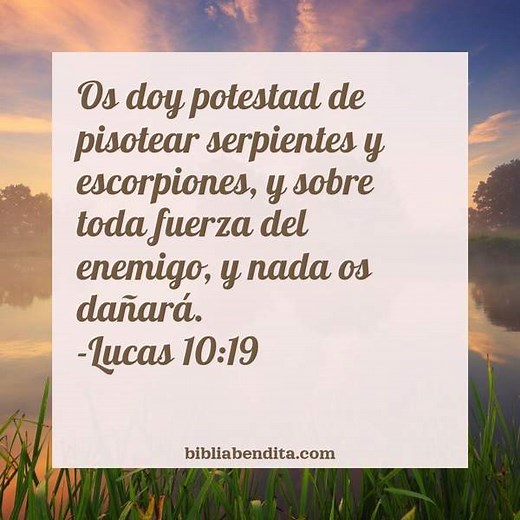 Explicación Lucas 10:19. 'Os doy potestad de pisotear serpientes y escorpiones, y sobre toda fuerza del enemigo, y nada os dañará.' - BibliaBendita