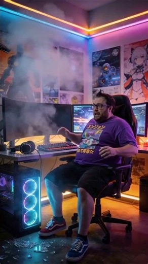 Alpha male tries to fight a fly and destroys his entire setup 😭💀 Bro went full alpha mode…