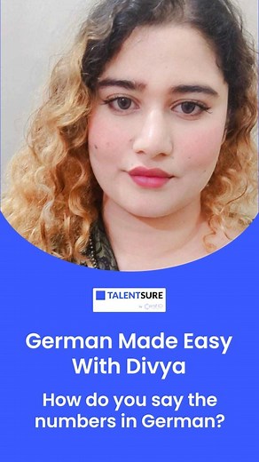 Learn German numbers with Divya! Today, Divya will take you through how to pronounce numbers in German, from 1 to 20. #LearnGermanWithDivya #GermanMadeEasy #GermanTraining #German #TalentSure #TalentSureJobs | TalentSure