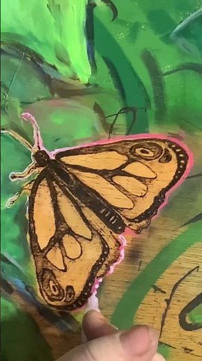 Adding Colour to Pyrography Butterfly | Mixed Media and Wood Burning Art