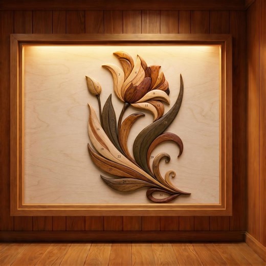 Flower Intarsia Pattern PDF, Scroll Saw Pattern, Printable Woodworking Template, Digital Download, Wooden Wall Art Design - Etsy Australia