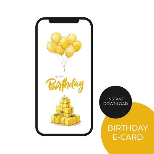 Birthday E-card Animated E-card Yellow Digital Card Unique Suprise - Etsy