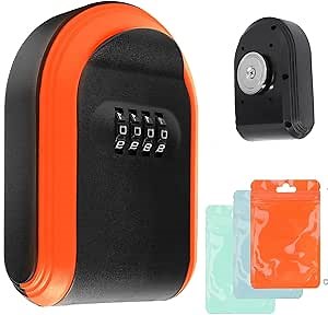 Magnetic Key Box with Combination Lock, Water Resistant, Orange