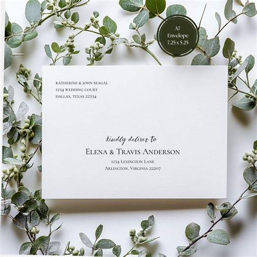 Wedding Invitation Envelopes: Elegant Address Envelope (invitation Template) 7.25x5.25 / A7 - Etsy